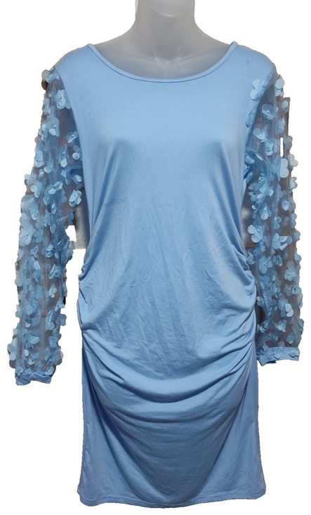 Unbranded Dresses & Skirts - Women’s Light Blue Floral Mesh Sleeve Bodycon Style Mini Dress Size S BG40